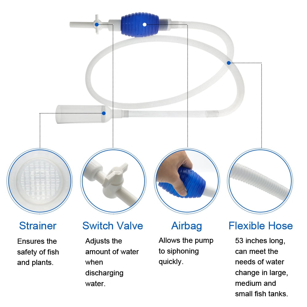 Fish Tank Cleaner Aquarium Cleaning Tools Kit, Fish Net Siphon Vacuum Gravel Algae 2 Piece