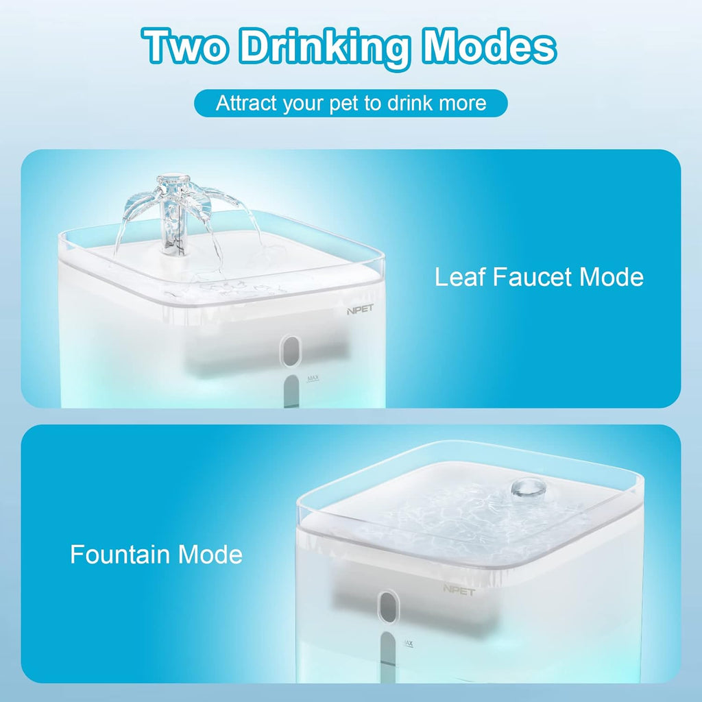 Cat Water Fountain, 3L Automatic Pet Drinking Fountain Dog Water Dispenser with 4 Quadruple-Action Filters (Semi-White)