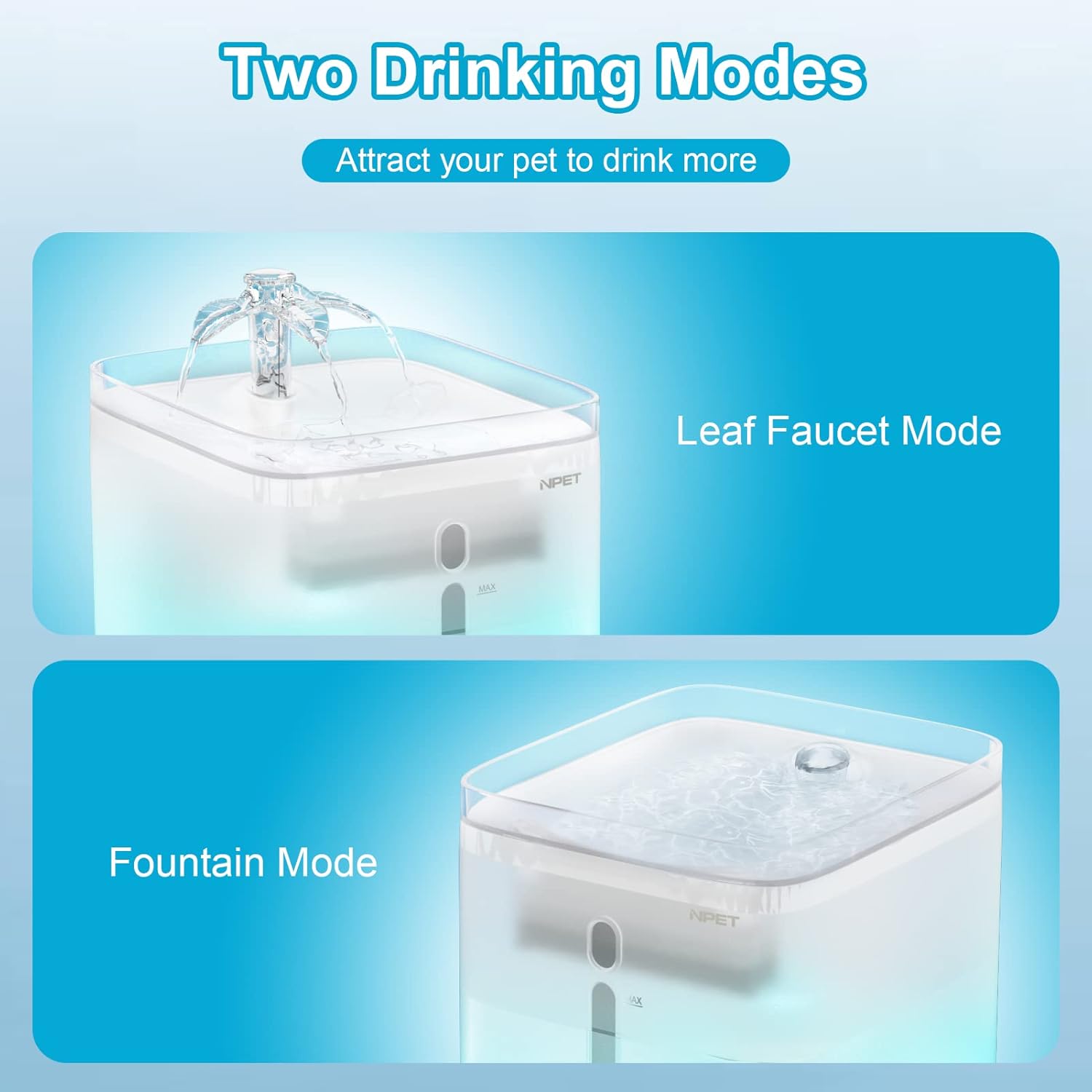 Cat Water Fountain, 3L Automatic Pet Drinking Fountain Dog Water Dispenser with 4 Quadruple-Action Filters (Semi-White)
