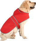 Dog Raincoat for Large Dogs Waterproof Jacket Hooded Rain Coats with Reflective Strips Leash Hole & Poncho Adjustable Fit (Red,L)