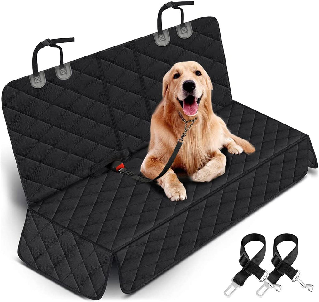 Waterproof Dog Car Seat Cover - Non-Slip Back Seat Protector for Most Cars, Trucks, and SUVs with Middle Armrest - Black