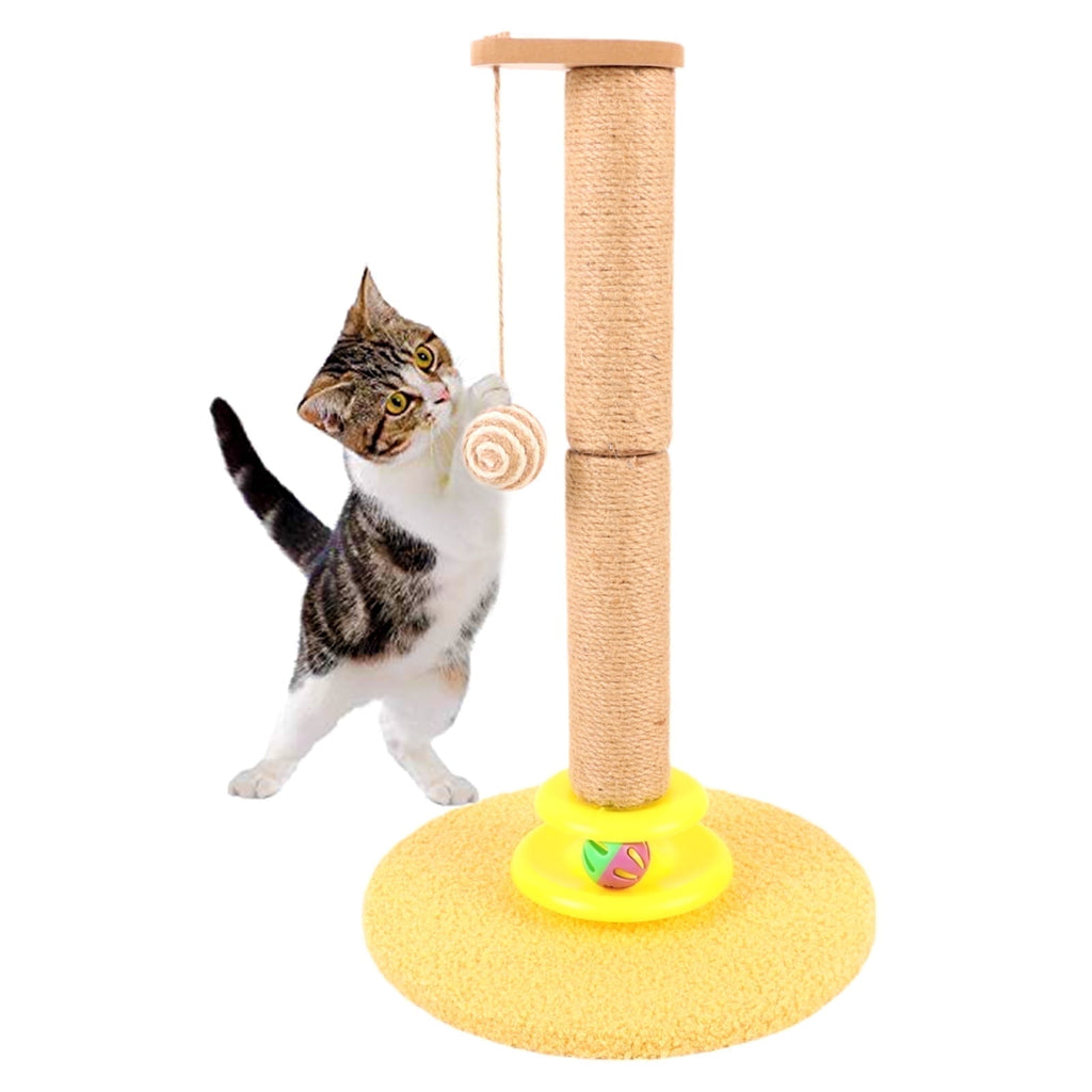 Cat Scratching Posts for Indoor Cats, 19.3 Inch Kitten Scratcher Sisal Scratch Posts with Dangling Ball and Bell Ball