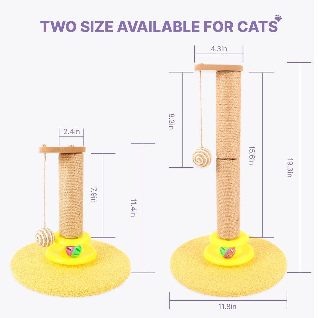 Cat Scratching Posts for Indoor Cats, 19.3 Inch Kitten Scratcher Sisal Scratch Posts with Dangling Ball and Bell Ball