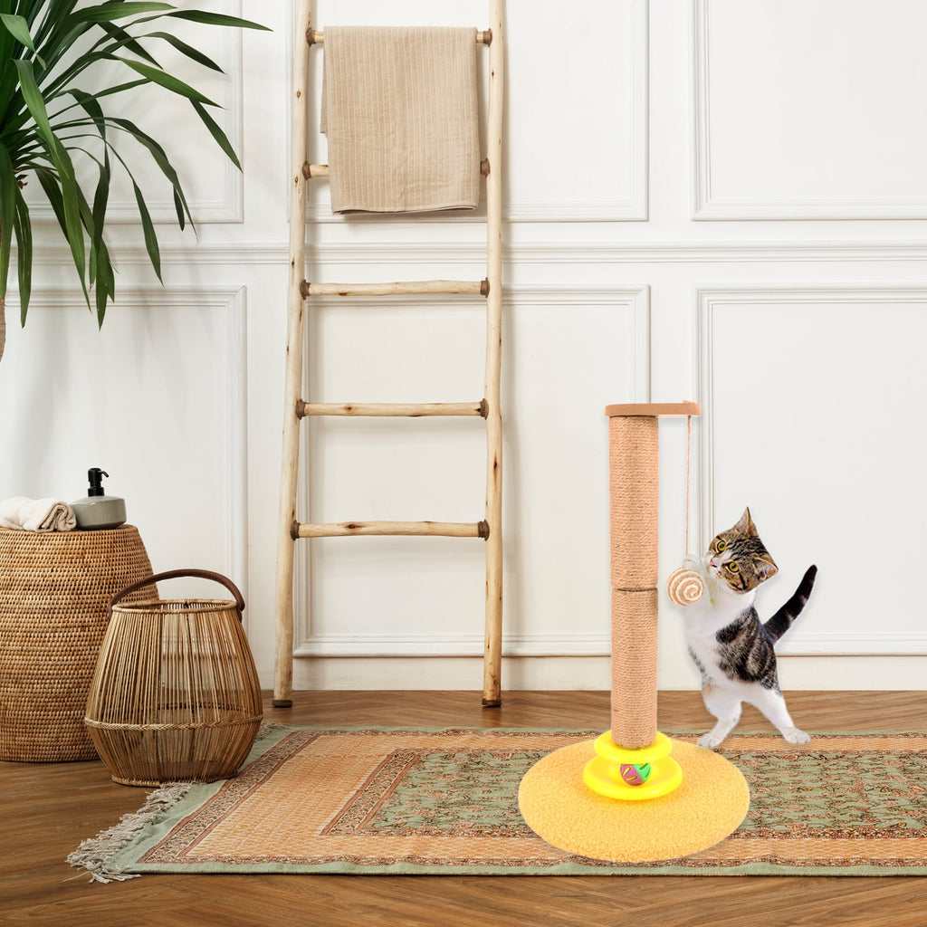 Cat Scratching Posts for Indoor Cats, 19.3 Inch Kitten Scratcher Sisal Scratch Posts with Dangling Ball and Bell Ball