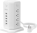 Surge Protector Power Strip Tower — 8 Outlets & 5 USB Ports, 6Ft Cord, 1080J Surge Protection 