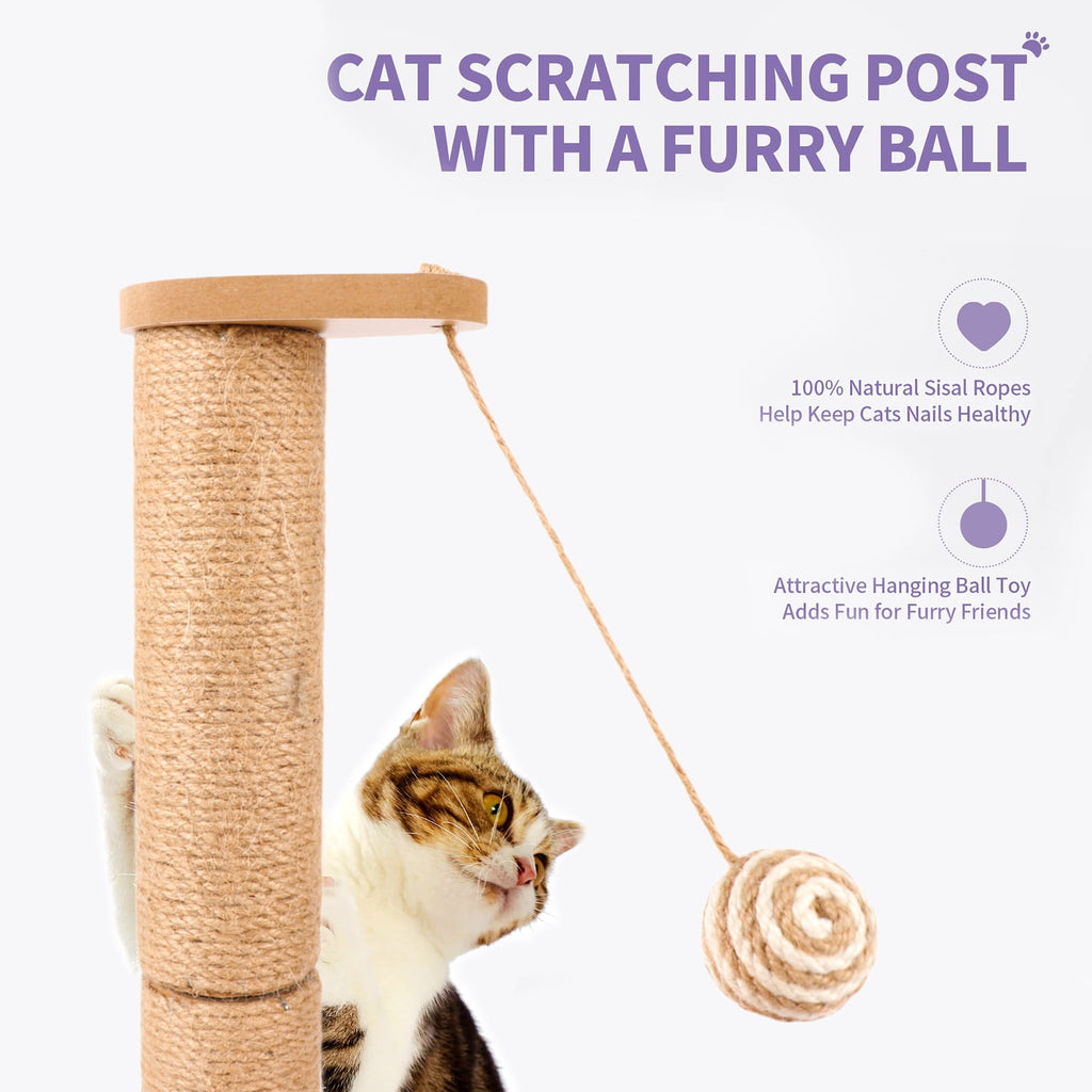 Cat Scratching Posts for Indoor Cats, 19.3 Inch Kitten Scratcher Sisal Scratch Posts with Dangling Ball and Bell Ball